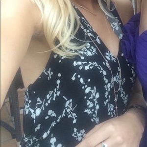 Black floral backless romper